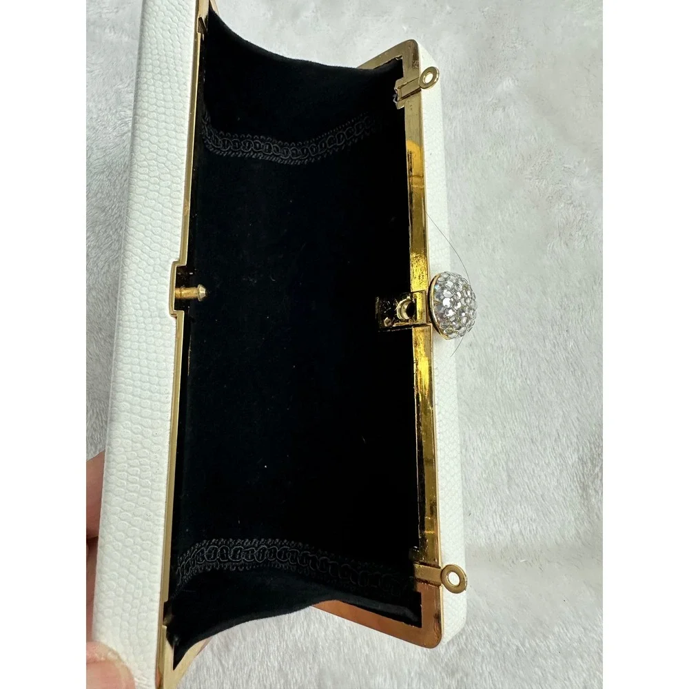 Unbranded Evening Bag Women White Good Faux Snakeskin Rhinestone Clasp Clutch
